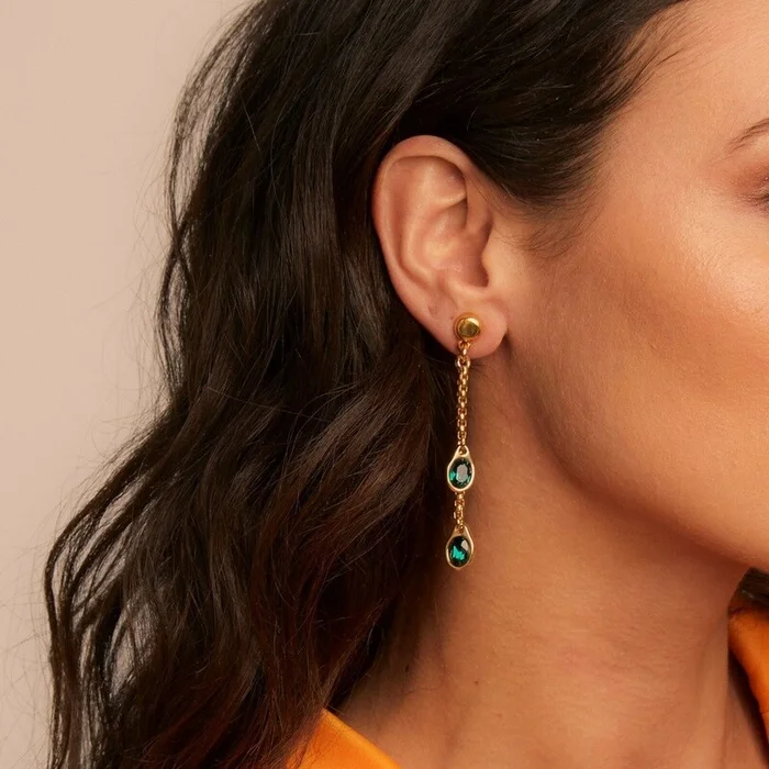 Salsa Earrings Emerald Gold