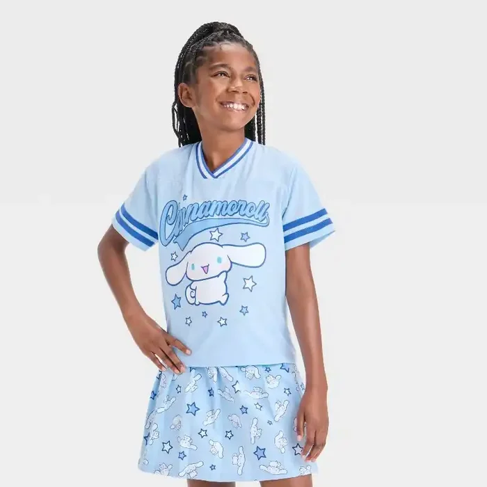Sanrio Girls‘ Cinnamoroll Boxy Spirit T-Shirt – Blue XS