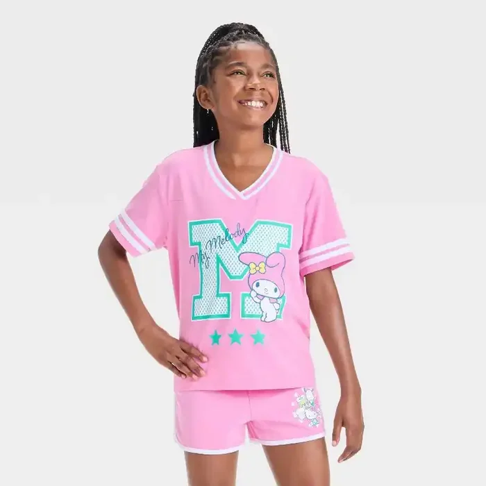 Sanrio Girls‘ My Melody Elevated Spirit T-Shirt – Pink S