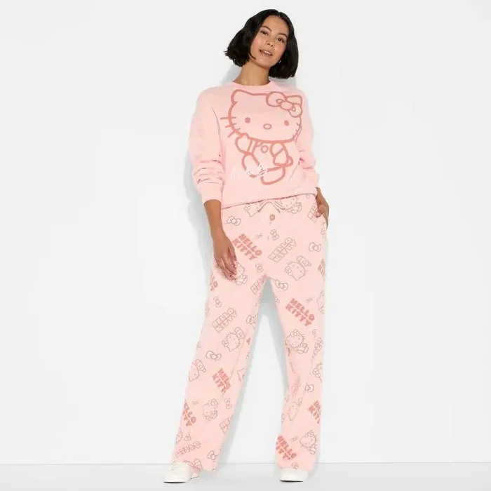 Sanrio Women‘s Hello Kitty Fleece Graphic Pullover Sweatshirt – Pink XXS