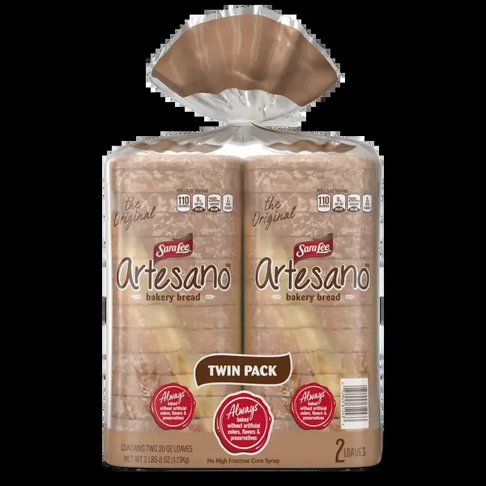 Sara Lee Original Artesano Bakery Bread, Twin Pack, 40 oz