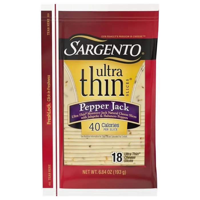 Sargento Pepper Jack Natural Cheese Ultra Thin Slices, 6.84 oz., 18 slices