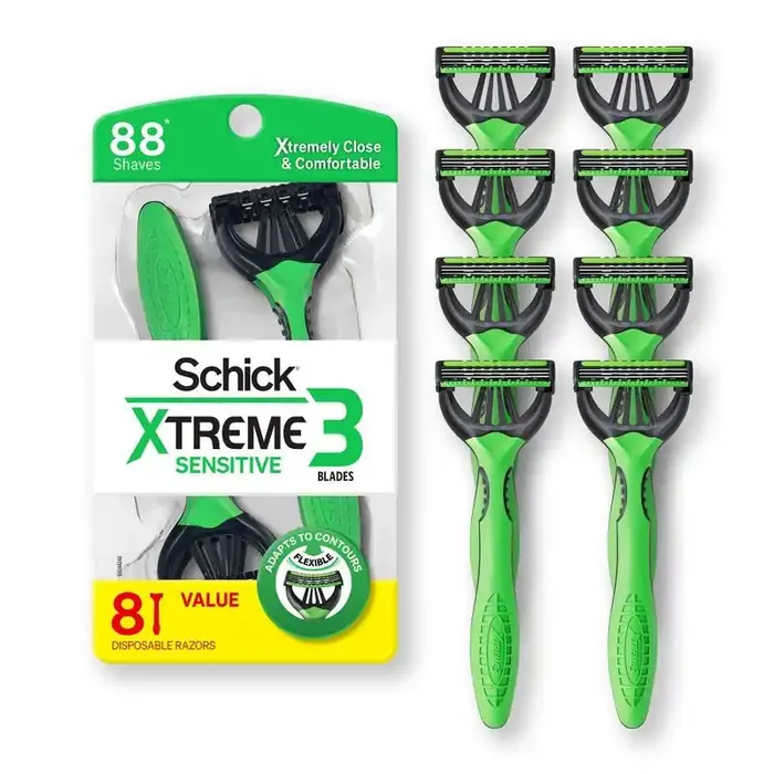 Schick Xtreme 3 Sensitive Men 3 Blade Disposable Razor – 8ct