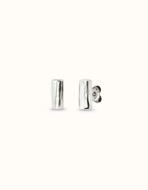 Ser Natural Silver Bar Post Earrings