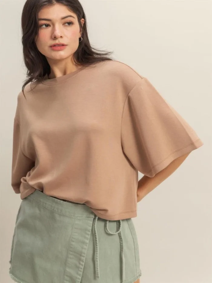 She’s So Sporty Scuba Top – Dark Taupe