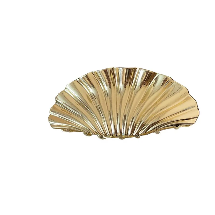 Shiny Alloy Shell Hair Clip – Gold
