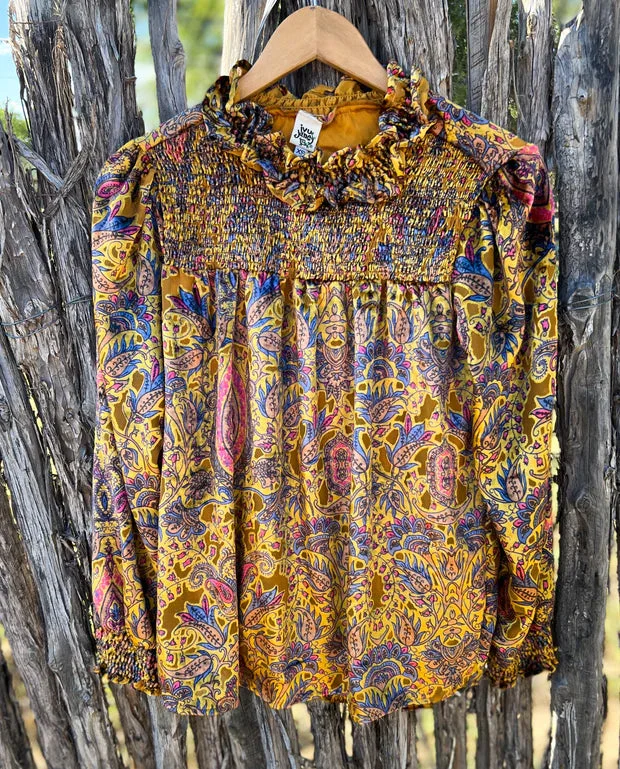Shirred Burn Out velvet Top