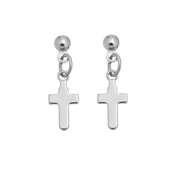 Silver Hang Cross Earring Ear Sense