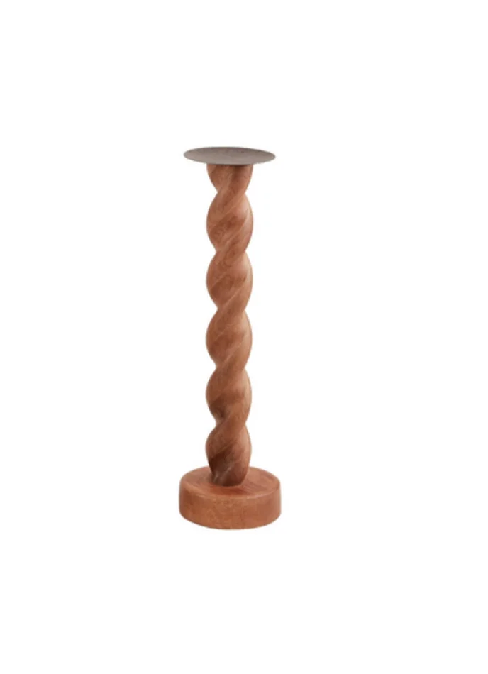 Small Twisted Wood Candlesticks