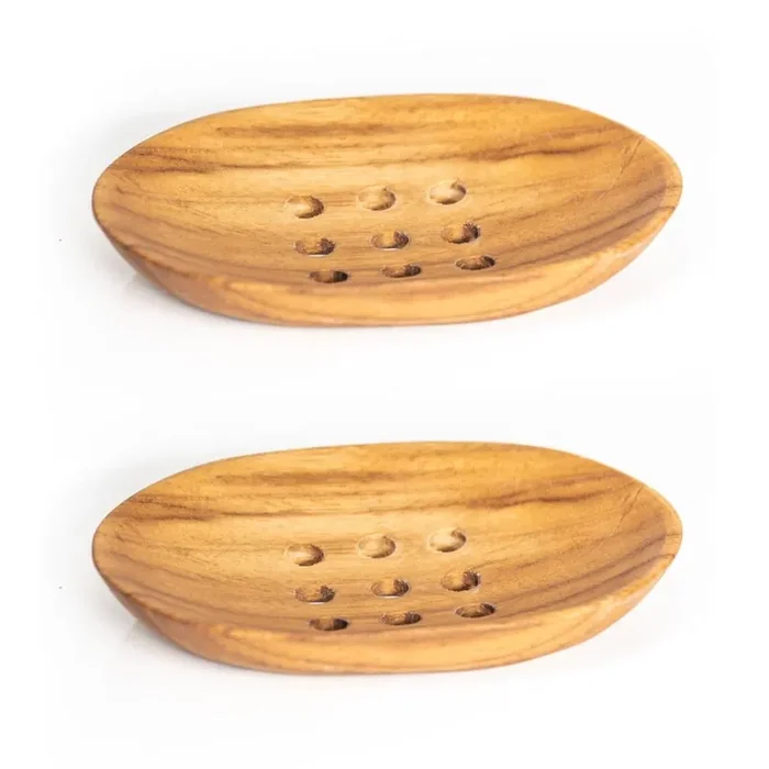 Soap Holder Set of 2 Pack Natural Sisam Wooden Soap Dish