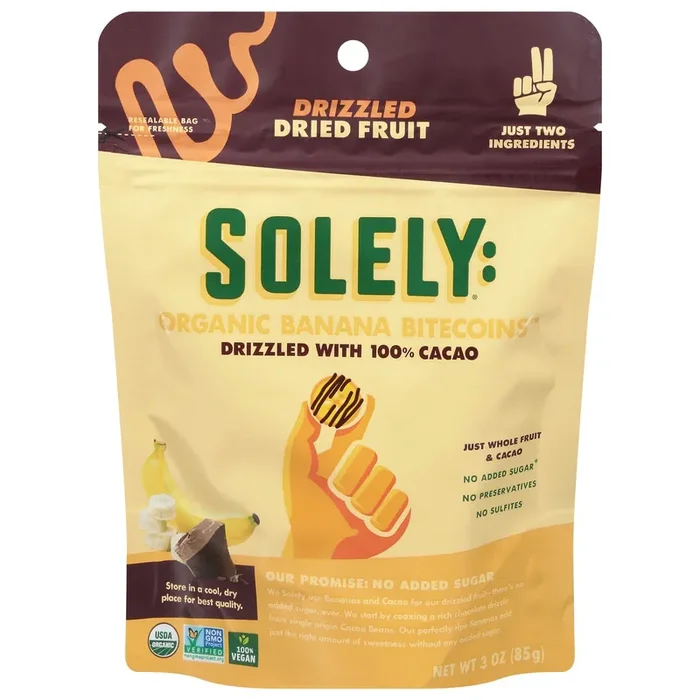 Solely Drizzled Organic Banana Bitecoins Dried Fruit 3 oz