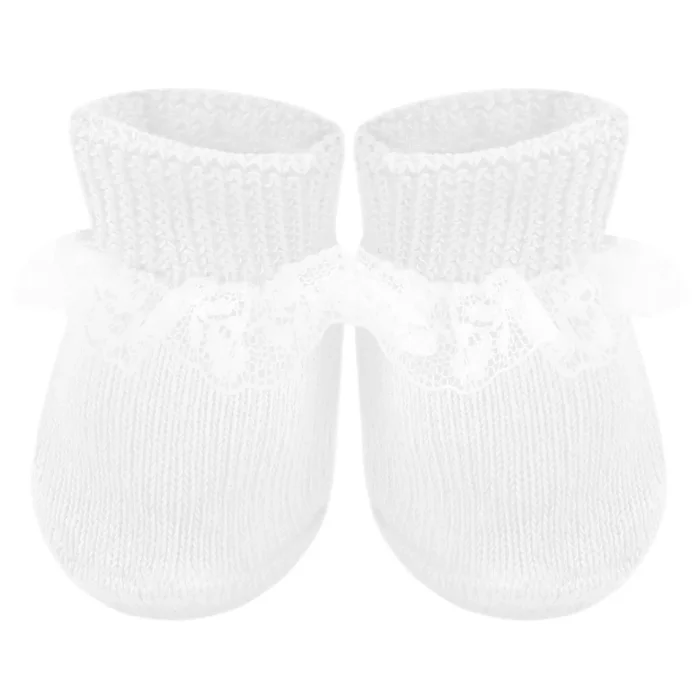 Solid White Gift Box Baby Booties