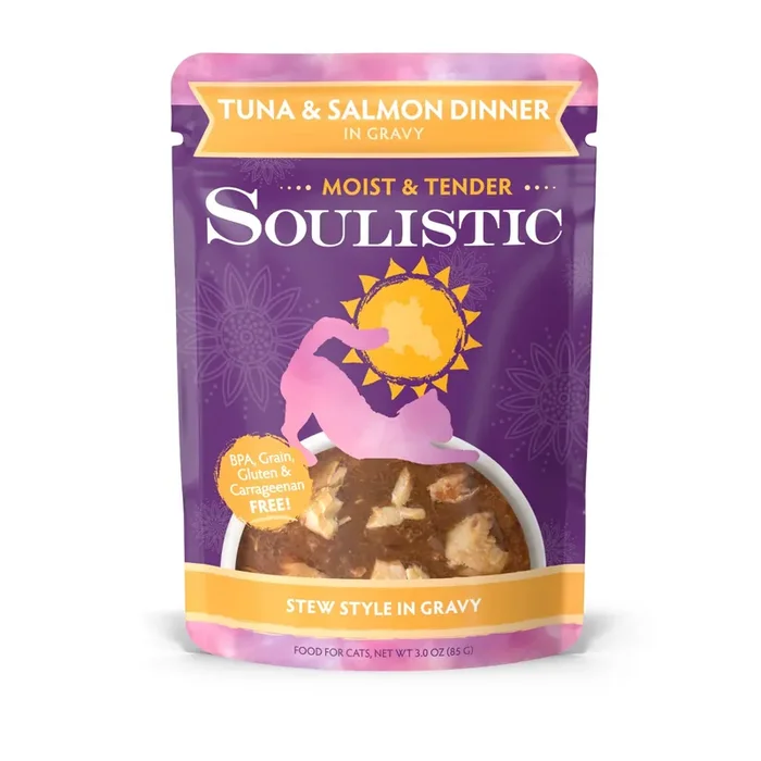 Soulistic Moist & Tender Tuna & Salmon Dinner in Gravy Adult Cat Food Pouches