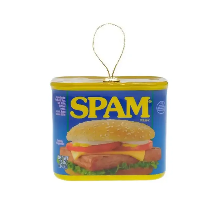 SPAM Decoupage Christmas Tree Ornament Durable, Lightweight, Indoor Decoration, 6″ Height