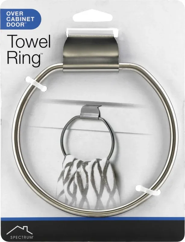 Spectrum Brushed Nickel Over Cabinet Door Towel Ring 1 ea