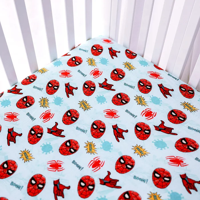Spider Blue Baby Crib Sheet | Marvel Friendly Neighborhood Spider-Man
