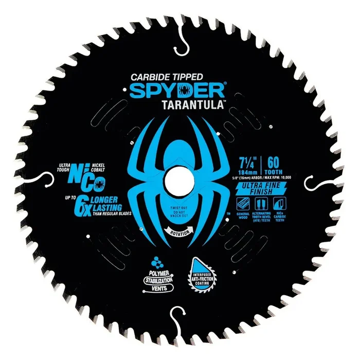 Spyder Ultra Fine 7-1/4-in 60-Tooth Fine Finish Tungsten Carbide-tipped Steel Circular Saw Blade