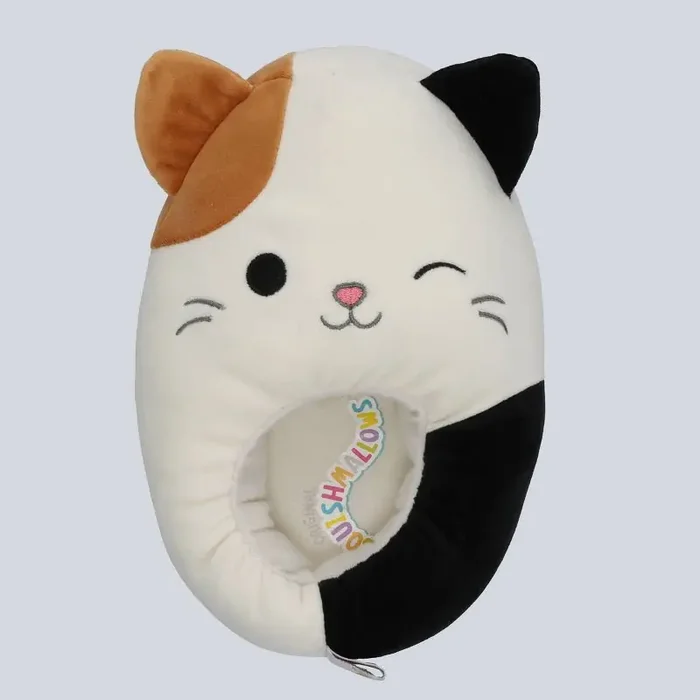 Squishmallows Kids‘ Cam the Cat Plush Slippers – Off-White 13-1 Slip-On, Cushioned Footbed, Closed Toe