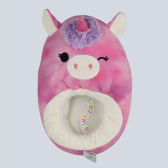 Squishmallows Kids‘ Lola the Unicorn Plush Slippers – Berry Purple 4-5 Cushioned Footbed, Slip On