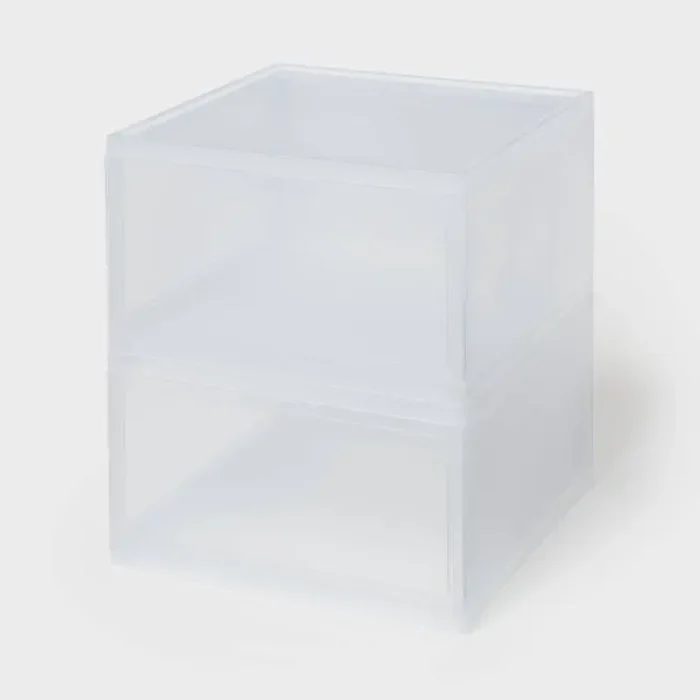 Stackable Large Bin Front Opening Clear – Brightroom™ Transparent Utility Storage, 19 Volume, Stackable
