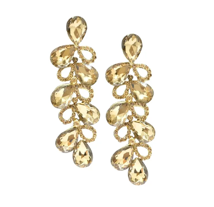 Steorra Gold Glass Long Length Earings for Women and Girls