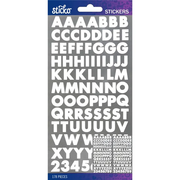 Sticko Stickers White Futura Bold Small Alpha