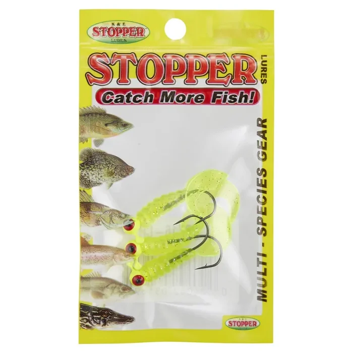 Stopper Lures Rigged Plastic Curl Tail Chartreuse 1/16th oz