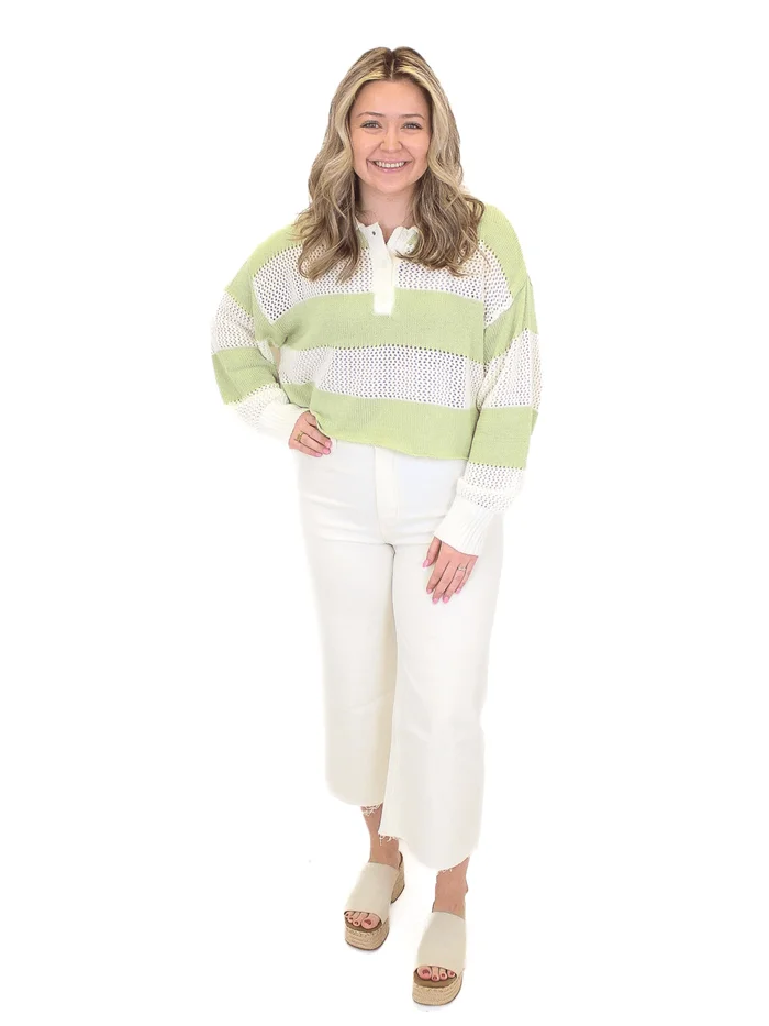 Striped Mix-Stitch Henley