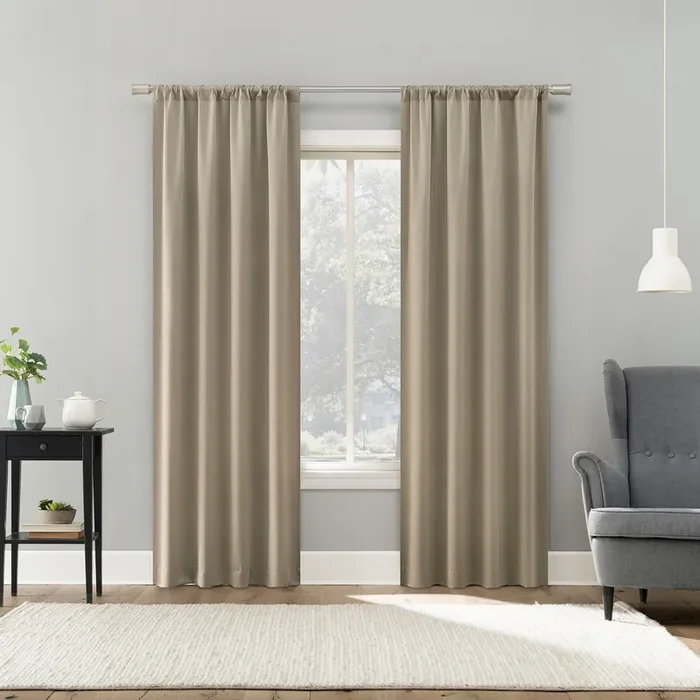 Sun Zero 63-in Stone Room darkening Rod pocket Single curtain panel