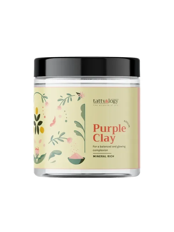 Tattvalogy Brazilian Purple Clay (125g) An Indian clay with healing benefits For Skin Irritations Treat Signs of Aging, Inflammation & Impurities 100% Natural & Organic Ingredients