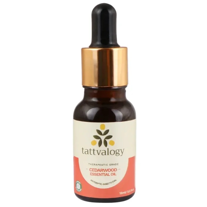 Tattvalogy Cederwood Essential Oil Therapeutic Grade 100% Pure Natural & Undiluted For Skin Hair and Aromatherapy Beard oil for men Chemical and Preservative Free In Glass Bottle – 15 ML