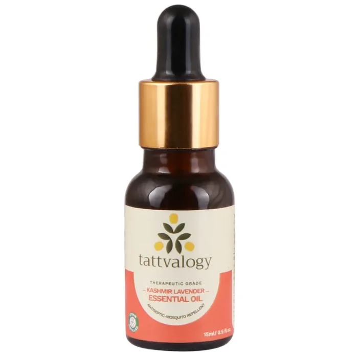 Tattvalogy Kashimir Lavender Essential Oil Lavandula angustifolia Derived From Steam Distillation Undiluted Aromatherapy Oil For Skin & Hair For home fragrance In Glass Bottle – 15 ML