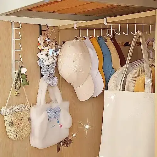 The Magic Makers 1 Pc Multiple Hooks Hanger Dressing Table Wardrobe Clothes Storage Over The Door Organizer Rack For Hairband Scarf Bags Cups Kitchen Multipurpose White