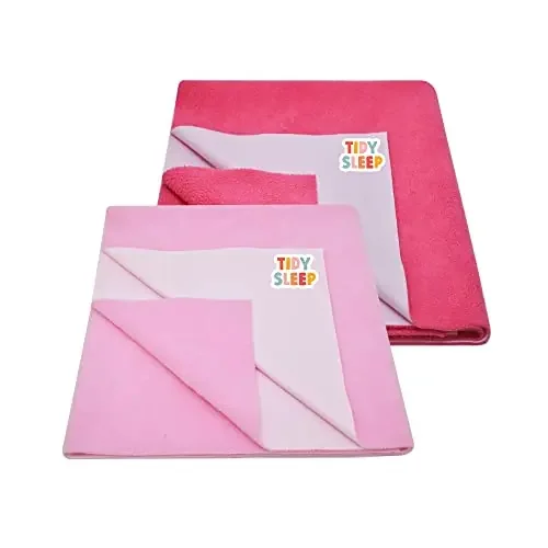 TIDY SLEEP Extra Absorbent Quick Dry Sheet for Baby Baby Bed Protector Waterproof Baby Sheet – Dark Pink + Pink (Large 140cm x 100cm) Pack of 2