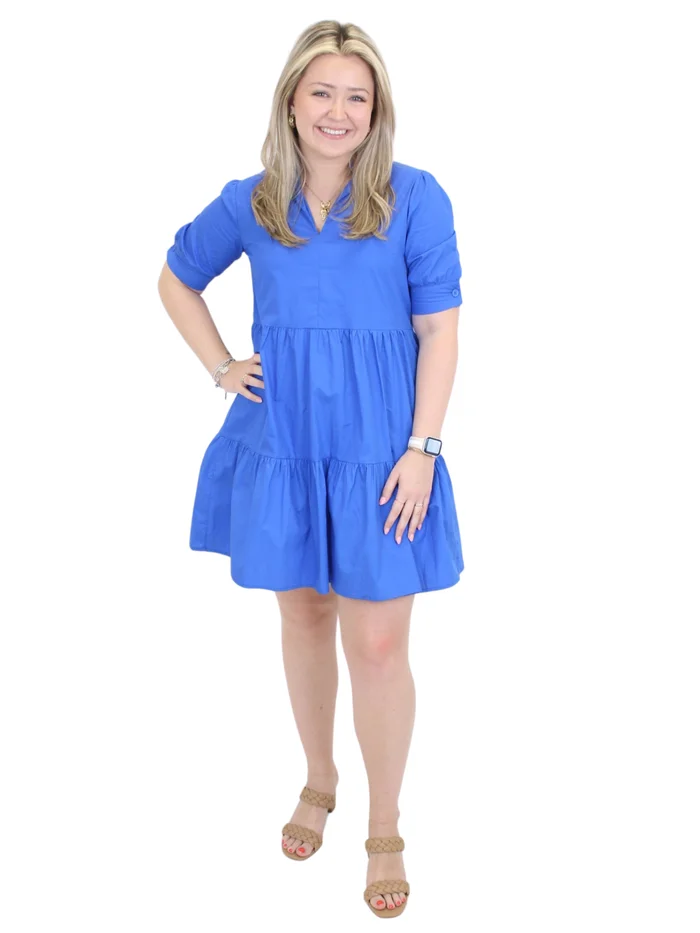 Tiered Shirt Dress – Royal Blue