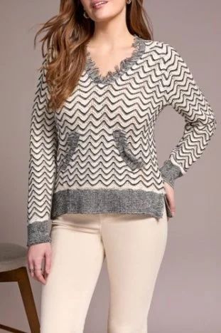 Tribal Hooded Sweater w/Fringe-2276O-576