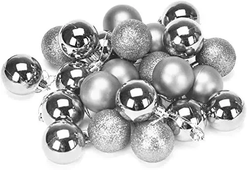 VR CREATIVES 12 Sliver Christmas Ball Ornaments Tree Decorations for Holiday Party Decoration, Christmas Decorations for Home/House