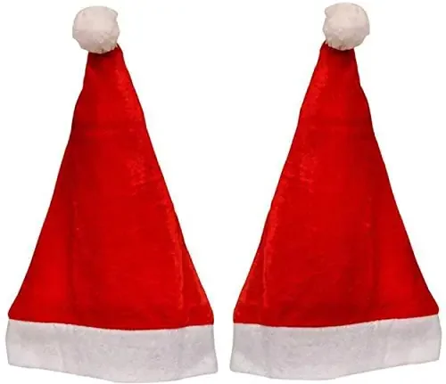 VR CREATIVES Christmas Hats, Santa Claus Caps for Kids and Adults, Free Size, Xmas Caps,Santa Claus hat Christmas Party Pack of 2