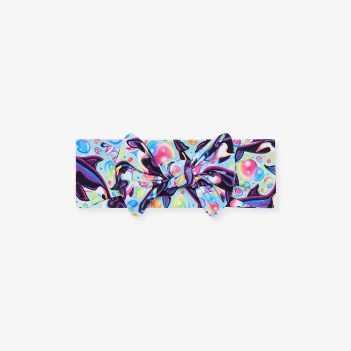 Whale Blue Baby Girl Headwrap | Lisa Frank® Max Splash