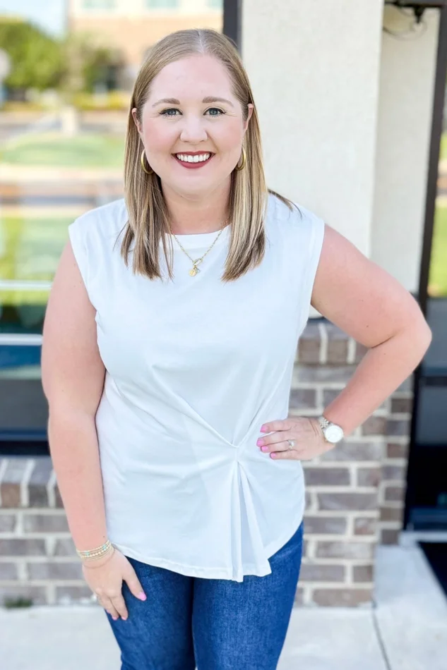 WHITE RUCHED SIDE TANK