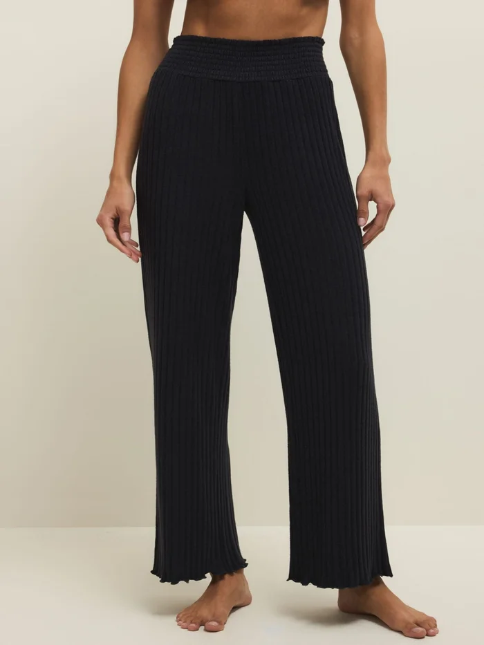 Z Supply Dawn Smocked Rib Pant – Black