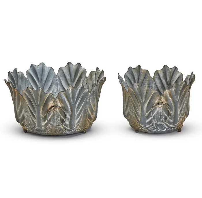 Zinc Garden Leaf Planter