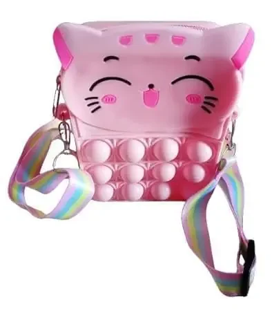 ZOKCY® Cute Cat Small Pop Purse (Pack of 1 Pcs) Pop Purse for Girls With chain,Shoulder Bag Fidget Toys/Birthday return Gift/Stylish Cross Body Pop Purse for Girls/Handbag/Silicone Bag Pop for Girls,